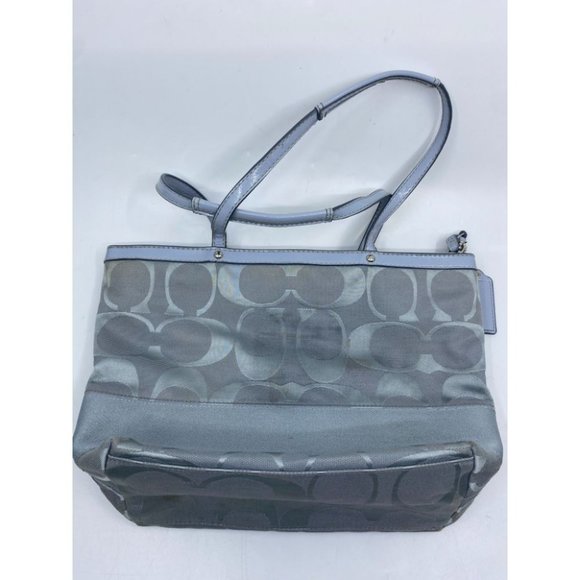 Coach Gray Jacquard Fabric Long Strap Tote Bag - Picture 7 of 13